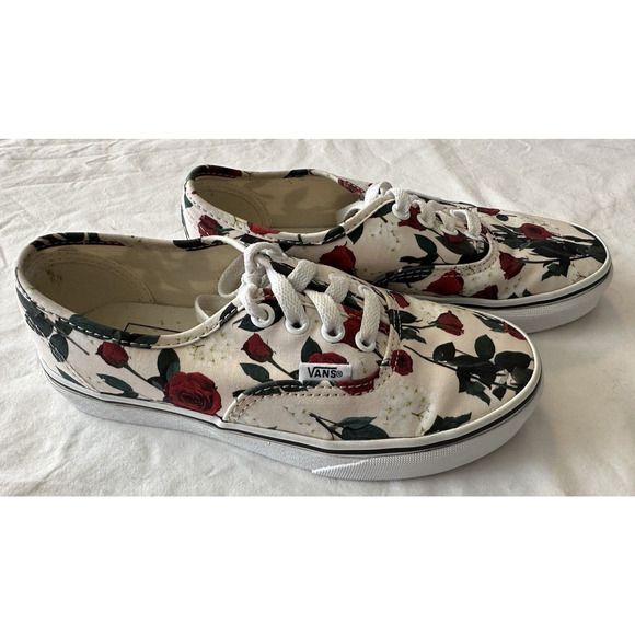 VANS Authentic shoes women Sz 5.5/ Mens 4 Roses Flower FLoral Skate - Picture 1 of 16